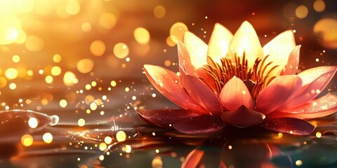 Leinwandbilder - Lotus Flower with a Brightly Illuminated Background