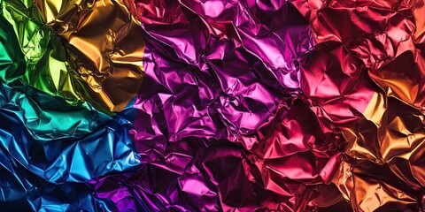 Fototapete - Crumpled textured background of colored foil