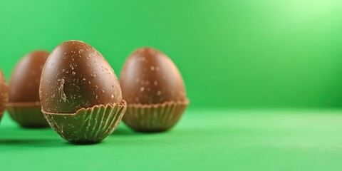 Poster - Easter egg-shaped box of chocolates on a green screen.