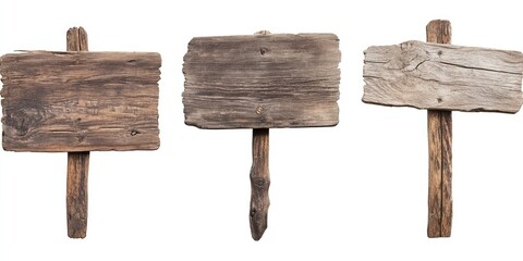 Poster - wooden signboard set against a white background