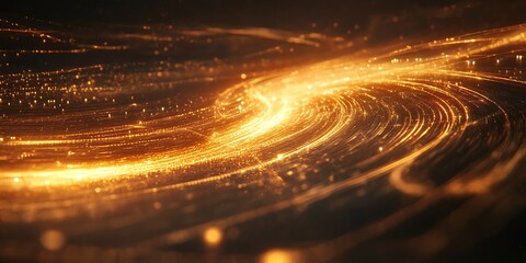 Poster - Abstract swirling golden light trails forming a vortex.