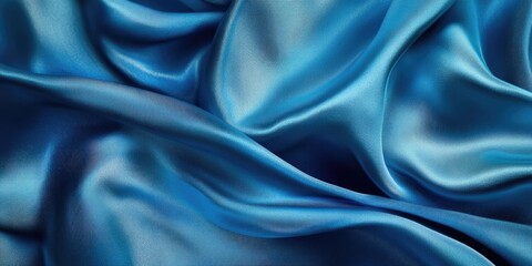 Aufkleber - Blue silk fabric, abstract background featuring cerulean silk. Draped fabric texture. Copy space. Design element. Valentine's Day. Textural pattern, ornament, background.