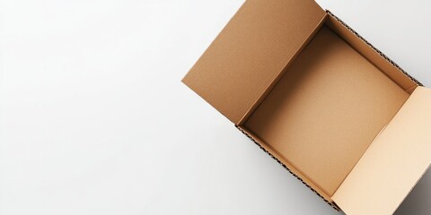 Aufkleber - Brown carton box opened and isolated on a white background.