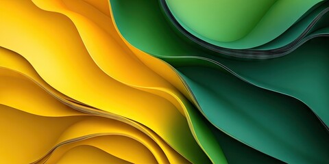 Canvas Print - Abstract folded paper background in yellow and green