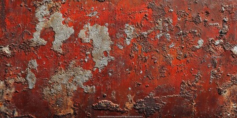 Poster - a metal surface that is rusty and dirty, featuring old red paint.