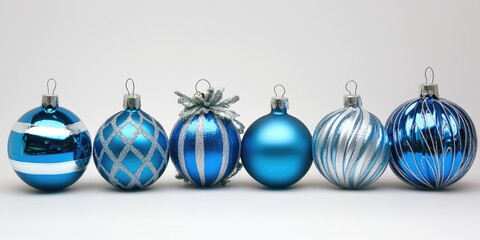 Aufkleber - Blue and silver Christmas ornaments