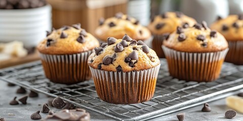 Poster - homemade chocolate chip muffins for breakfast image