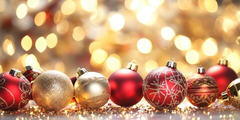 Aufkleber - Glittering shining bulb lights create a blurred background of Christmas wallpaper decorations. This holiday festival backdrop features a display of sparkling circles for celebrations.