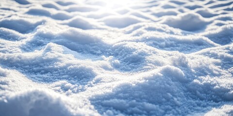 Poster - Close-up of large snow drifts. Bright white snow background under intense sunlight. Winter snow texture. Thick snow on the road. Christmas and New Year festivities.
