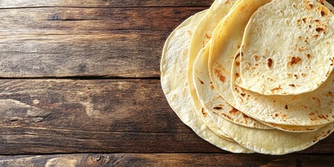 Poster - Empty tortillas on the table with copyspace.