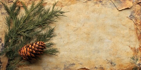 Aufkleber - textured vintage paper backdrop featuring a cypress tree cone