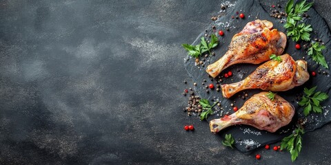 Poster - frog leg frozen meat frozen food meal snack on the table copyspace food background rustic top view