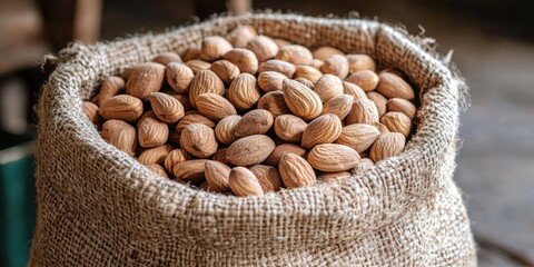 Poster - A SACK FULL OF ALMONDS WITH THEIR SHELLS
