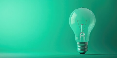 Poster - Light bulb against a green background. Minimalist concept. Copy space.