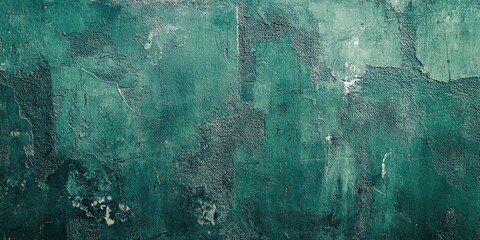 Canvas Print - Green concrete wall background texture. Aged green background in a grunge style. Natural raw texture. Surface of an old table for flat lay shots. Copy space. Top view.