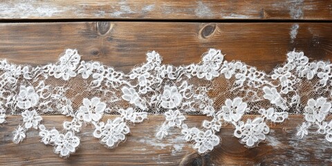 Poster - The lace texture on a wooden backdrop