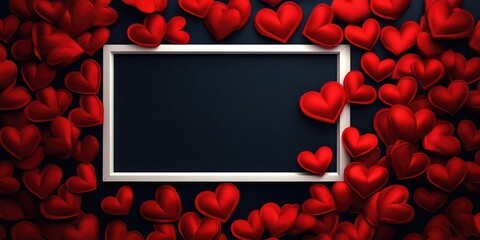 Aufkleber - Red hearts with a white frame for Valentine's Day greetings.