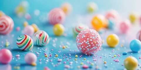Poster - Vibrant candies on a light background