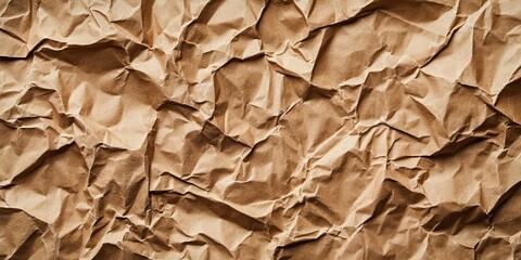 Poster - Brown crumpled paper texture or background for design featuring copyspace for text.
