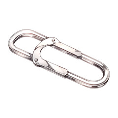 Poster - sleek metal paper clip isolated on white background, showcasing its shiny and reflective surface. clip modern design is both functional and stylish, perfect for organizing documents
