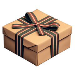 Poster - Christmas themed gift box with red and green ribbon, perfect for festive celebrations and holiday gifting. elegant design adds touch of joy and warmth to any occasion