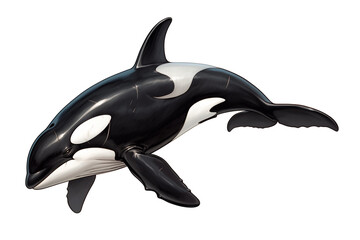 Poster - majestic killer whale, also known as orca, is isolated on white background, showcasing its striking black and white coloration and sleek body