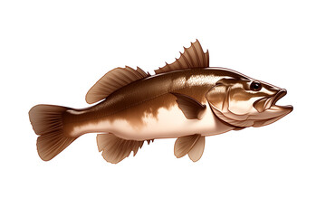 Poster - Largemouth bass illustration on white background, showcasing detailed fins and scales. fish appears dynamic and lifelike, ideal for educational or artistic purposes