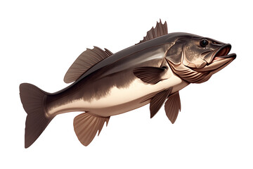 Aufkleber - Largemouth bass isolated on white background, showcasing its distinct features and natural coloration. This freshwater fish is popular among anglers for its size and fighting ability