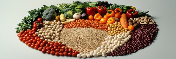 Poster - A vibrant array of fresh veggies, grains, and legumes perfect for healthy meal prep shines with colorful appeal. Generative AI