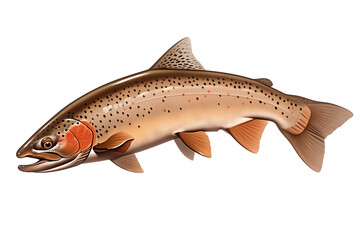 Poster - Rainbow trout isolated on white background, showcasing its vibrant colors and distinctive spots. fish appears lifelike and detailed, highlighting its natural beauty and aquatic features