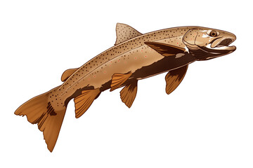 Poster - Rainbow trout illustration with detailed scales and fins, isolated on white background, showcasing its vibrant colors and natural beauty. Perfect for educational and artistic purposes