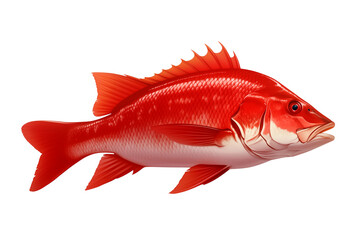 Poster - Vibrant red snapper isolated on white background, showcasing its vivid color and detailed features. Perfect for culinary and marine life themes