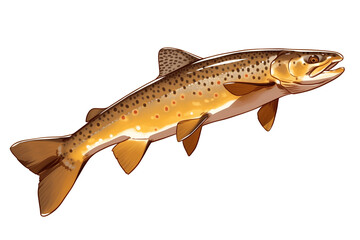 Poster - vibrant trout with detailed scales and fins is isolated on white background, showcasing its natural beauty and distinctive markings