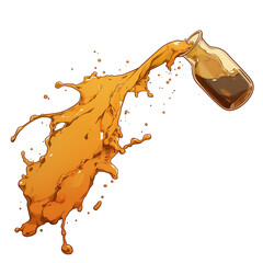 Aufkleber - dynamic splash of oolong tea pours from glass bottle, isolated on white background, capturing vibrant motion and rich color of liquid