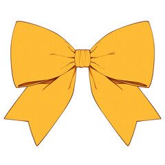 Poster - pale yellow ribbon bow is isolated on white background, showcasing its elegant and simple design. bow soft color and smooth texture create gentle and inviting appearance