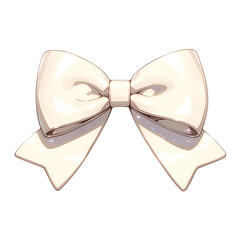 Poster - Elegant pearl white ribbon bow with glossy finish, isolated on white background, perfect for gift wrapping or decoration