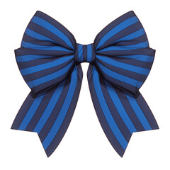 Poster - royal blue ribbon bow with alternating dark and light blue stripes, isolated on white background, showcasing elegance and style. Perfect for gift wrapping or decoration