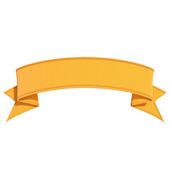 Poster - vibrant orange ribbon banner with smooth texture and elegant folds, isolated on white background, perfect for design and decoration purposes