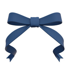 Poster - sapphire blue ribbon bow with elegant loops and tails is isolated on white background, showcasing its smooth texture and vibrant color. Perfect for gift wrapping or decoration