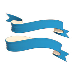 Poster - Two elegant blue ribbons gracefully curve against white background, creating sense of movement and style. vibrant color and smooth texture make them ideal for design elements or decorative purposes