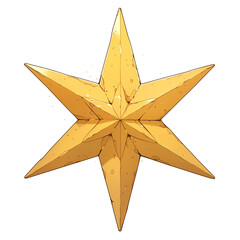 Poster - golden, six pointed star with textured surface is isolated on white background, symbolizing elegance and simplicity