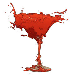 Poster - vibrant splash of strawberry daiquiri in glass, isolated on white background, captures dynamic motion and vivid red color of cocktail