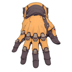 Poster - futuristic glove with mechanical elements designed for telekinetic abilities, featuring sleek, flat design and vibrant colors, isolated on white background