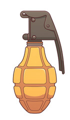 Aufkleber - flat design illustration of grenade with yellow body and dark handle, isolated on white background. image features stylized, cartoon like appearance, emphasizing simplicity and bold colors
