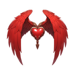 Poster - vibrant red heart with detailed angel wings, symbolizing love and protection, isolated on white background. intricate design and bold colors evoke sense of passion and guardianship