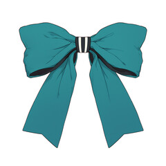 Poster - Aqua blue ribbon with black and white striped center, isolated on white background, showcasing elegant design and vibrant color. Perfect for gift wrapping or decorative purposes