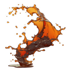 Aufkleber - dynamic splash of black tea captured mid air, isolated on white background, showcasing vibrant amber hues and fluid motion. splash forms elegant arc, creating sense of energy and movement