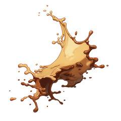 Aufkleber - dynamic splash of cappuccino coffee captured mid air against white background, showcasing rich, creamy texture and vibrant energy of beverage