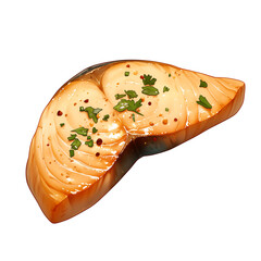 Poster - Chili lime fish fillet garnished with herbs on white background, showcasing fresh and appetizing presentation