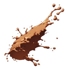 Poster - dynamic splash of chocolate shake captured mid air against white background, showcasing fluid motion and rich texture of beverage